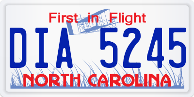 NC license plate DIA5245
