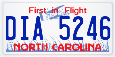 NC license plate DIA5246