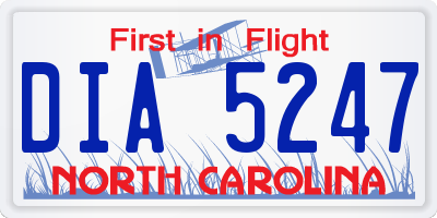 NC license plate DIA5247