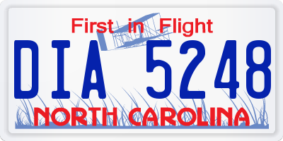 NC license plate DIA5248