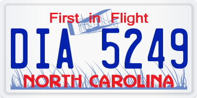 NC license plate DIA5249