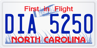 NC license plate DIA5250