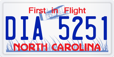 NC license plate DIA5251