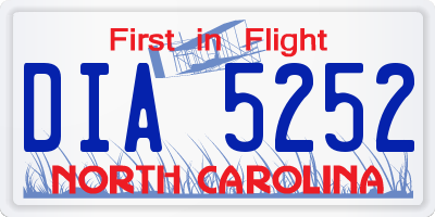 NC license plate DIA5252