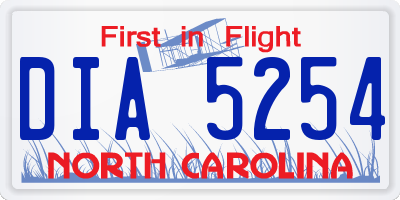 NC license plate DIA5254