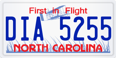 NC license plate DIA5255