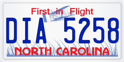 NC license plate DIA5258