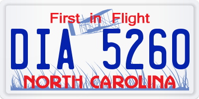 NC license plate DIA5260