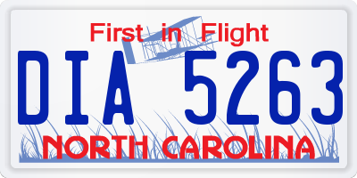 NC license plate DIA5263