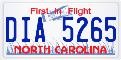 NC license plate DIA5265