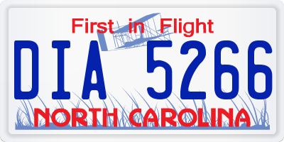 NC license plate DIA5266