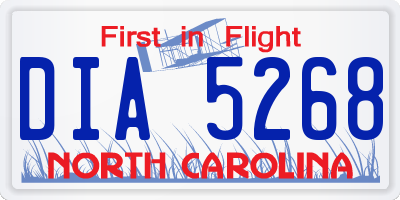 NC license plate DIA5268