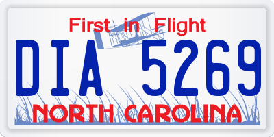 NC license plate DIA5269