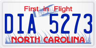 NC license plate DIA5273