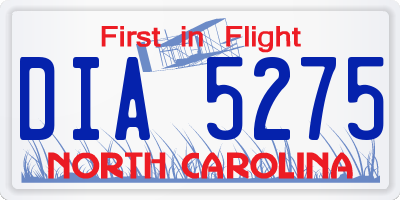 NC license plate DIA5275