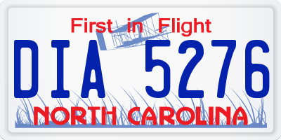 NC license plate DIA5276