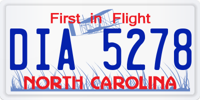 NC license plate DIA5278