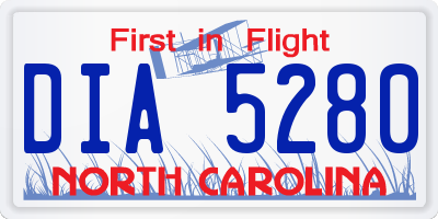 NC license plate DIA5280
