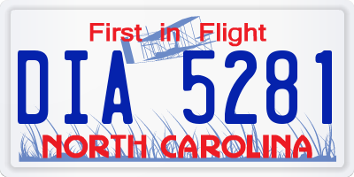 NC license plate DIA5281