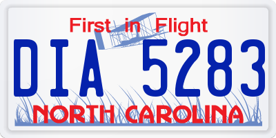 NC license plate DIA5283