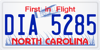 NC license plate DIA5285