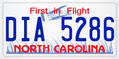 NC license plate DIA5286