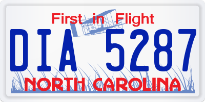 NC license plate DIA5287