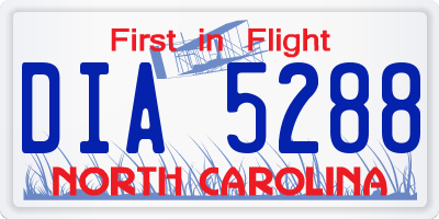 NC license plate DIA5288
