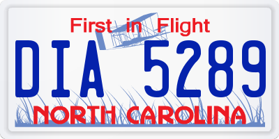 NC license plate DIA5289