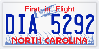 NC license plate DIA5292
