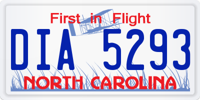 NC license plate DIA5293