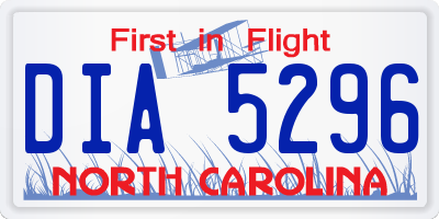 NC license plate DIA5296
