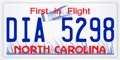 NC license plate DIA5298
