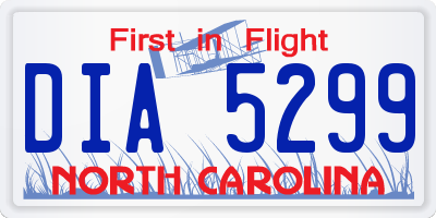 NC license plate DIA5299