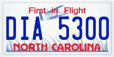 NC license plate DIA5300