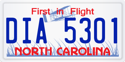 NC license plate DIA5301