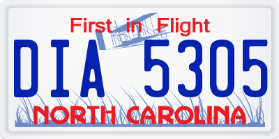 NC license plate DIA5305