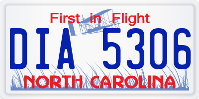 NC license plate DIA5306