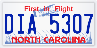 NC license plate DIA5307