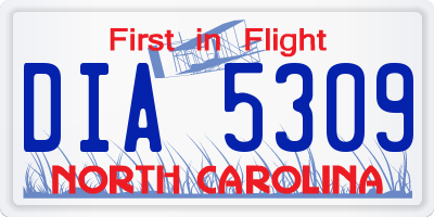 NC license plate DIA5309