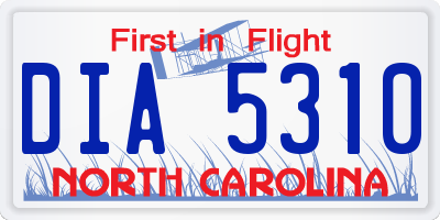 NC license plate DIA5310