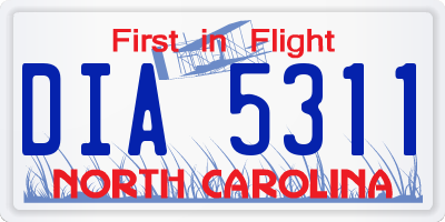 NC license plate DIA5311
