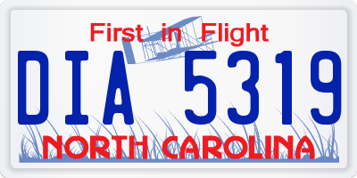 NC license plate DIA5319