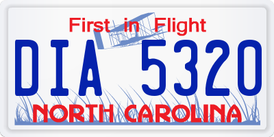 NC license plate DIA5320