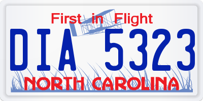 NC license plate DIA5323