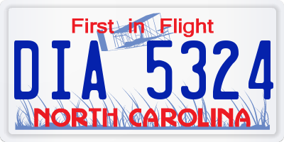 NC license plate DIA5324