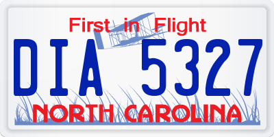 NC license plate DIA5327