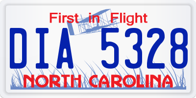 NC license plate DIA5328