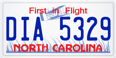 NC license plate DIA5329