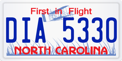 NC license plate DIA5330